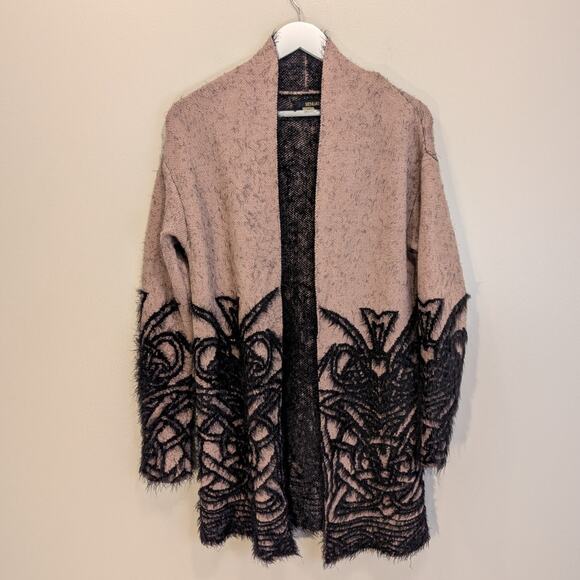 Renuar Sweaters - Renuar Cardigan Sweater Open Front Mauve/Black Design Casual Travel - Size S